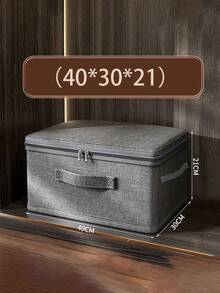 1pc Cationic Solid Color Foldable Washable Storage Box With Lid, Multi-Functional Wardrobe Clothes Quilt Dust-Proof Waterproof Organizer Box, Portable Closet Clothing Storage Container