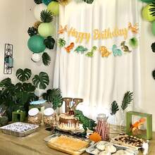 恐龙主题派对装饰 恐龙横幅 绿色生日快乐横幅 男孩生日横幅 恐龙派对用品 - 均碼 - 查看 2
