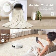 8x10 Area Rugs Living Room: Washable Large Vintage Floral Rug Low Pile Non - Slip Boho Carpet Bedroom Dining Home Office Beige, 8'x10' - Màu be + 5' x 7' (Hình chữ nhật) - Xem 2