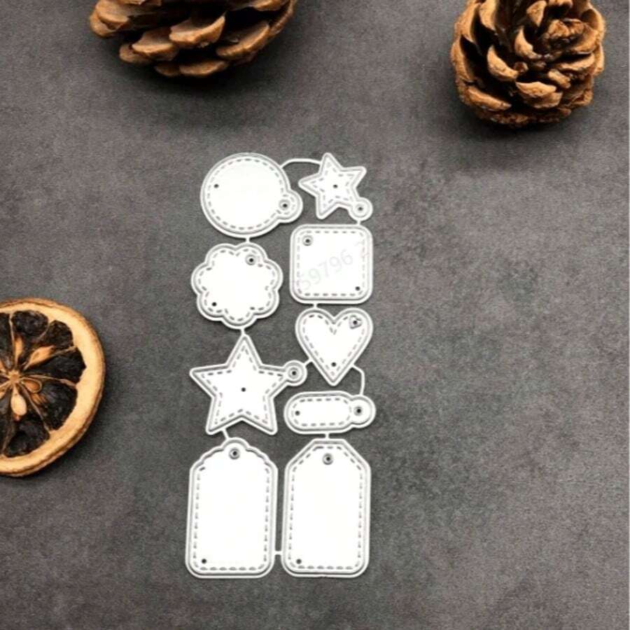 Khuôn cắt kim loại nhiều hình dạng, thích hợp cho việc tự làm sổ lưu niệm, album ảnh, trang trí thiệp giấy, dập nổi, cắt khuôn - Bạc - Xem 1