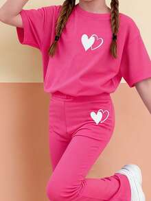 Conjunto de duas peças para meninas: camiseta e calça boca de sino elástica de corte justo, estilo europeu e americano, conjunto de verão moderno em várias cores, ideal para o dia a dia e viagens.