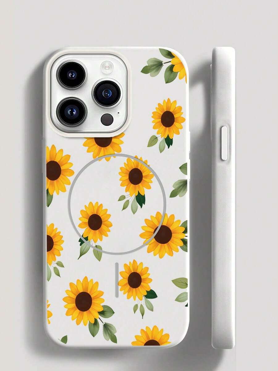 Custodia magnetica opaca per iPhone 16 Pro Max, 15 Pro Max, 11, 12, 13, 14 Pro Max, 14 Plus, 16 Plus. Custodia protettiva in TPU a forma di girasole, scocca morbida e antiurto.