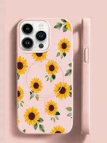 Custodia magnetica opaca per iPhone 16 Pro Max, 15 Pro Max, 11, 12, 13, 14 Pro Max, 14 Plus, 16 Plus. Custodia protettiva in TPU a forma di girasole, scocca morbida e antiurto.