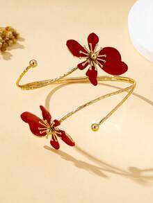 Manset Lengan Bermotif Bunga Minimalis yang Dapat Diatur - Gelang lengan bunga merah - View 4