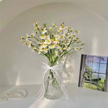 1 Set Of 6pcs 10-Inch Artificial White Daisy Flowers, Cute Spring Wildflowers, Suitable For Table Decor, Holiday Decoration