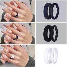 Rofusn Women's Silicone Wedding Ring: Stackable Rubber Band With Ergonomic Design - Essential For Sports Training - C - Xem 2