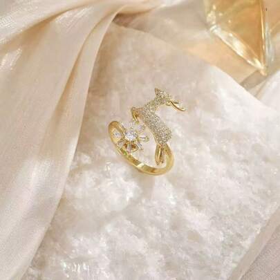 Enfeites de Natal Veado Floco de Neve Ansiedade Girando Anel Fidget