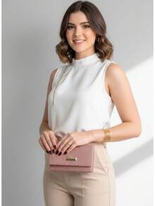 Kit 2 Small Square Party Bags Shiny Glitter Handbag Promotion Immediate Shipping - Màu hồng gỉ - Xem 3