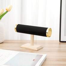 High-Grade Exquisite Wooden And Velvet Bracelet Holder, Jewelry Stand, 1-Tier Bracelet Display Rack, Suitable For Elastic Hair Bands, Bracelets, Watches Back To School