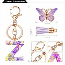 JINGUAZI Initial Letter Keychains For Women Tassel Butterfly Pink Purple Cute Car Keychain For Wallet Backpack Bag Charm{Inchcolor_nameinch:InchZ-Purpleinch} - Z-紫色 - 查看 4