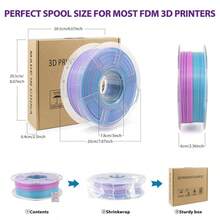 3D Printing Filament - PETG, 1.75mm, 1kg, Semi-Transparent Rainbow Aesthetic Material, Compatible With Multiple 3D Printer Brands - Multicolor - View 5