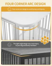 HaluPeit Hundekäfig Möbel, Hundebox mit Weichem Kissen, Modernes Mehrtür-Design, Beistelltisch für Hundekäfige aus Holz, Geeignet für Kleine und Mittelgroße Hunde, 80 x 55 x 61,5 cm, Weiß - Weiss - Übersicht 3