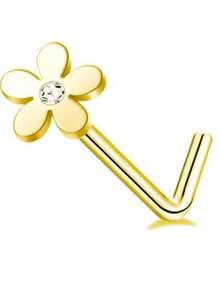 1 Pc Multi-Piece Fashion Gold & Silver-Toned Flower & Butterfly Design Nose Ring Set - Cubic Zirconia Inlaid For Daily & Festival Celebration - Yellow Gold - View 13