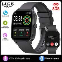 LIGE Smartwatch: 1000 MAh Ultra-High Battery Capacity, Multiple Sports Modes, Stopwatch, Weather Forecast, Music Playback, Women's Health Reminders, Alarm Settings, And Call Notifications-A Multifunctional Smartwatch - Black - View 15