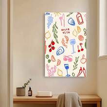 Framed Dolce Vita Canvas Wall Art Print – Vibrant Art Deco Modern Retro Style, Colorful Cartoon Illustration With Italian-Inspired Food & Lifestyle Designs, Perfect For Living Room, Bedroom, Kitchen, Or Home Office Decor For Halloween, Christmas, Living Room, Room And Bathroom Decorations - Đóng khung - Xem 5