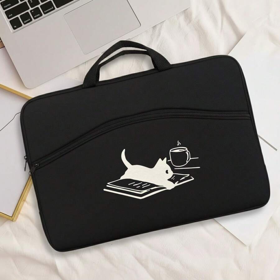 Women's/Men's Laptop Bag With Padded Handle - Unique Design - Black - View 1