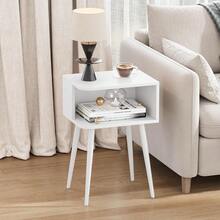 White Nightd Set Of 2 Small Bed Side Table For Small Spaces Mid Century Modern Nightd End Table With Open Storage Side Table For Bedroom Living Room Z20W2 - 白色 - 查看 4