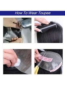 Hair Toupee Full PU Thin Skin Base 13*18 Cm Men Hair Toupee Npu Hair Patch For Men Thin PU Toupee Topper Mens Human Hair Hairpiece Replacement System Men Hair Tropper, Natural Black Short Men Topper Wig Real Human Hair - Natural Black - 查看 8