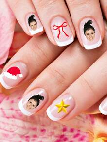 Custom Face Nail Sticker, Custom Nail Decals, Personalized Custom Photo Nail Waterproof Decals, Fashionable Nail Art, Custom Nail Decals, Custom Face Sticker, Personalized Christmas Gift, Nail Sticker Practice Sheet, DIY Nail Art Sheet, Idea Gift For Christmas, Birthday, Unique Gift For Family, Friends, Gift For Her,Back To School & Wedding Party - Multicolor - View 4