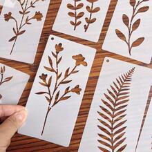 18件套花卉绘画模板 DIY手绘花边镂空模具，塑料材质，可重复使用，适用于木材、织物、纸张、喷漆工艺 - 森野花 - 查看 5