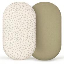 lulumoon Sábanas para moisés de Muselina para bebés: sábanas de algodón Neutro para niños y niñas sábanas de moisés Ajustadas para Ovalado Rectangular o Reloj de - Hoja de otoño - Ver 1
