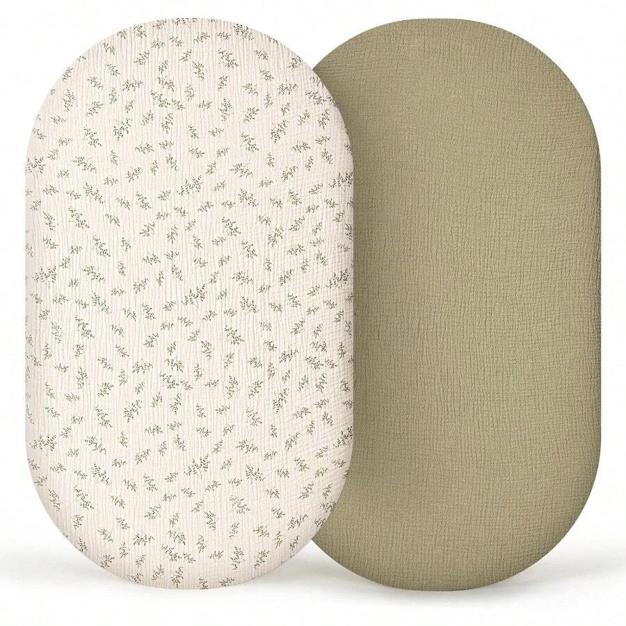 lulumoon Sábanas para moisés de Muselina para bebés: sábanas de algodón Neutro para niños y niñas sábanas de moisés Ajustadas para Ovalado Rectangular o Reloj de - Hoja de otoño - Ver 1