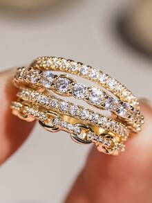 1pc Fashion Cubic Zirconia Ring, Women's Style, Suitable For Wedding, Engagement, Anniversary, Party, Valentine's Day And Other Occasions - 1# - View 9
