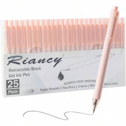 WheatStraw Patterns Retractable Gel Pens Fine Points 0.10 Mm Black Ink Ballpoints Pen Black Gel Pens Quick Dry Ink Smooth Writing Pen For Office School