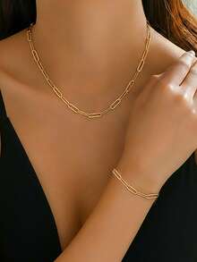 Aomogo Stainless Steel Jewelry Sets High-End Atmosphere Love Bracelet Love Necklace Double Chain Design Jewelry Sets For Women Jewelry Valentines,Mom,Mother,Mother's Day,Gift