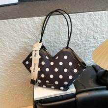 Bolso tote grande para mujer, bonito estampado de cerezas y lunares, bolso de hombro ligero - Multicolor - Ver 3