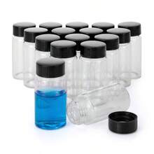 50 frascos de vidrio transparente con tapas de rosca negras, frascos porttiles de 5 ml con escala - 25 ml + 16 - Ver 2