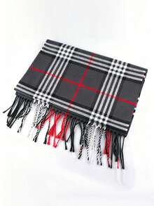 1 件经典格子围巾，适合情侣，男女通用温暖男友礼物，百搭秋冬时尚，高品质可翻转韩式颈保暖毯男士配饰男士围巾