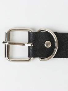 1pc Gothic Punk Style Adjustable Round Collar Necklace, Black PU Leather Material, Soft Choker, Suitable For Women, Girls, Party, Cosplay - Black - View 7