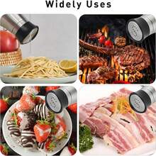 2 Pieces Set Of Salt And Pepper Seasoning Jars, Stainless Steel Salt Container With Glass Bottle, Suitable For Tables, RVs, Camping, Barbecue, Stainless Steel Seasoning Jar, Pepper Salt Jar, Barbecue Sprinkling Jar, Sealed Moisture-Proof Pepper Powder Seasoning Jar - Multicolor - View 3