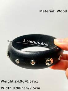 1 chiếc vòng tay nhựa cổ điển, màu đen và hồng, thiết kế nhiều họa tiết ngôi sao và chấm bi, thích hợp để kết hợp hàng ngày, mua sắm, làm quà tặng cho bạn bè, trang sức thời trang - Nhiều màu B - Xem 4