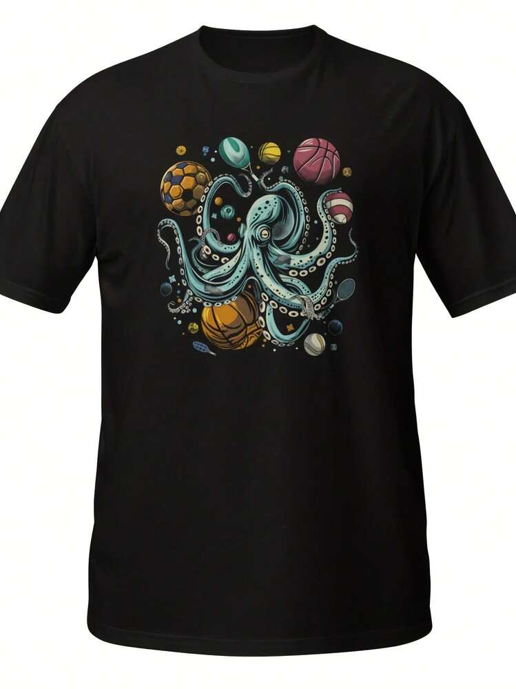 Sports Octopus T Shirt  Funny Octopus Juggling Balls Tee  Cartoon Athlete Octopus Football Basketball Soccer Humor T-Shirt,This Fun Printed Casual T-Shirt Is The Perfect Gift For Valentine's Day/Christmas - Phong cách 29 - Xem 1