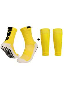 2pcs Youth Soccer Sportswear Set, Adhesive Non-Slip Mid-Calf Soccer Leg Warmers, Long Sports Leg Warmers & Shin Guards, Suitable For Children & Teenagers Aged 1-18