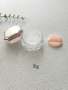 Multi-Functional Empty Rose Gold Powder Case With Powder Puff, Silver/Gold Spiral Cap, DIY Pigment Bottle, Includes Plastic Glitter For Nail Polish - Multicolor - View 4