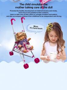 26厘米逼真娃娃，会小便、喝水、发出4种声音，配有奶瓶和安抚奶嘴，粉色小床，连衣裙图案随机发送，是送给女孩的过家家礼物。 - 紫色(衣服印刷隨機髮) - 查看 10