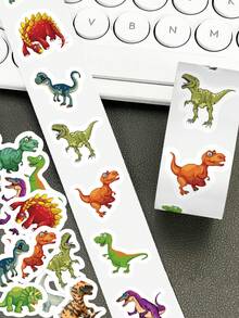 500 pegatinas de dinosaurio en rollo, calcomanías autoadhesivas de PVC para equipaje, monopatín, guitarra, portátil, scrapbooking, diario, funda de teléfono, manualidades DIY, formas irregulares de colores mixtos, de un solo uso - Multicolor - Ver 8