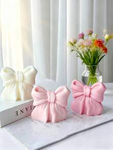 1pc Bow-Shaped Scented Candle, Bowknot Design, Fragrant, Smokeless, Long-Lasting Aroma, Suitable For Home Decor, Especially Bedroom And DIY Gifts. Applicable For Home Decor, Fireplace, Living Room, Central Decoration, Office, Valentine's Day Gift, Candle Set, Scented Candle, Friend Gift, Women Gift. - Multicolor - View 4