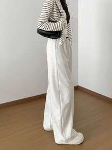 Y2K Korean Fashion Bottoms, Sweatpants, Autumn And Winter Pants, Women's Knit Pants, High-Waisted Wide-Leg Pants, Office Casual, Sweatpants, Lounge Pants, Loungewear, Slacks, Black Pants, Women's Pants, Spring And Summer Clothing. Available In Sizes S To XL, These Pants Are Cut To Fit Both Short And Tall People. Furthermore, Their Simple Cut Provides Excellent Windproofing, Excellent Heat Retention, And Self-Heating Properties Make Them Ideal For Everyday Wear. - [加絨款]白灰色 - 查看 10