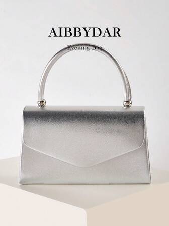 AIBBYDAR Women's Evening Bag, Silver, Elegant And Noble PU Leather Ladies Handbag, Suitable For Evening Dress, Portable Cosmetic Bag, Wallet, Business Commute, With Detachable Shoulder Strap, Suitable For Ball, Party, Holiday Gathering, Wedding, Carnival