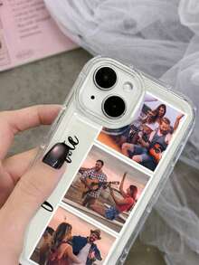 Customized TPU Transparent Shockproof Phone Case, Silicone Phone Cover Compatible With Apple/Galaxy/Realme/Honor/Redmi/OPPO, Personalized With Text And Images For Father's Day, Labor Day, Valentine's Day, Birthday, Couples, Pets, Flowers, Butterflies