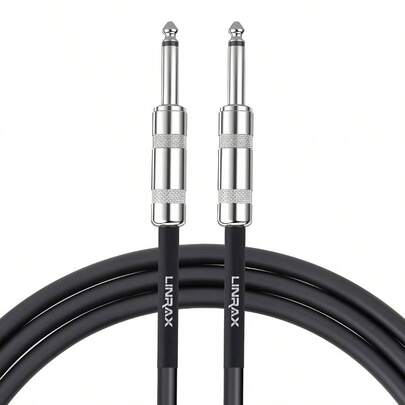 Guitar, 14 Inch Guitar Cord, 10ft Instrument Guitar Bass Amplifier Speaker Keyboard Mixer Equalizer Drum, 6.35mm  Audio Straight, Black