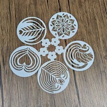 25pcs Coffee Latte Art Stencils, Round Handle Hollow Coffee Stencils, Leaf, Heart, Snowflake, Swan Shaped Reusable Painting Templates For Coffee Making, Beverage Decoration, Baking Decoration - White - View 3
