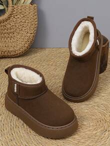 Fall/Winter Thick Sole Comfortable Slip-On Ankle Boots, Warm, Fashionable, Versatile,Fur Boots