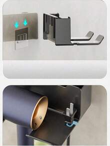 1 pièce Étagère de rangement murale en plastique de 16 cm pour salle de bain, support sans perçage pour sèche-cheveux, organisateur multifonction pour sèche-cheveux, peigne, cosmétiques et pinceaux de maquillage, étagère de salle de bain à grande capacité, support mural pour sèche-cheveux avec crochet, étagère de rangement de salle de bain sans perçage, organisateur d'outils de coiffure, décoration pratique de salle de bain, accessoires de salle de bain - Multicolore - Voir 12