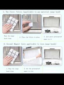 12 片装白色家用抽油烟机过滤器和吸收器，烤箱抽油烟机，厨房油脂贴纸（45 x 43 厘米/片），白色，另有 500 厘米/卷延长件和 1000 厘米/卷超长版本，适用于各种尺寸的抽油烟机。 - 彩色 - 查看 9