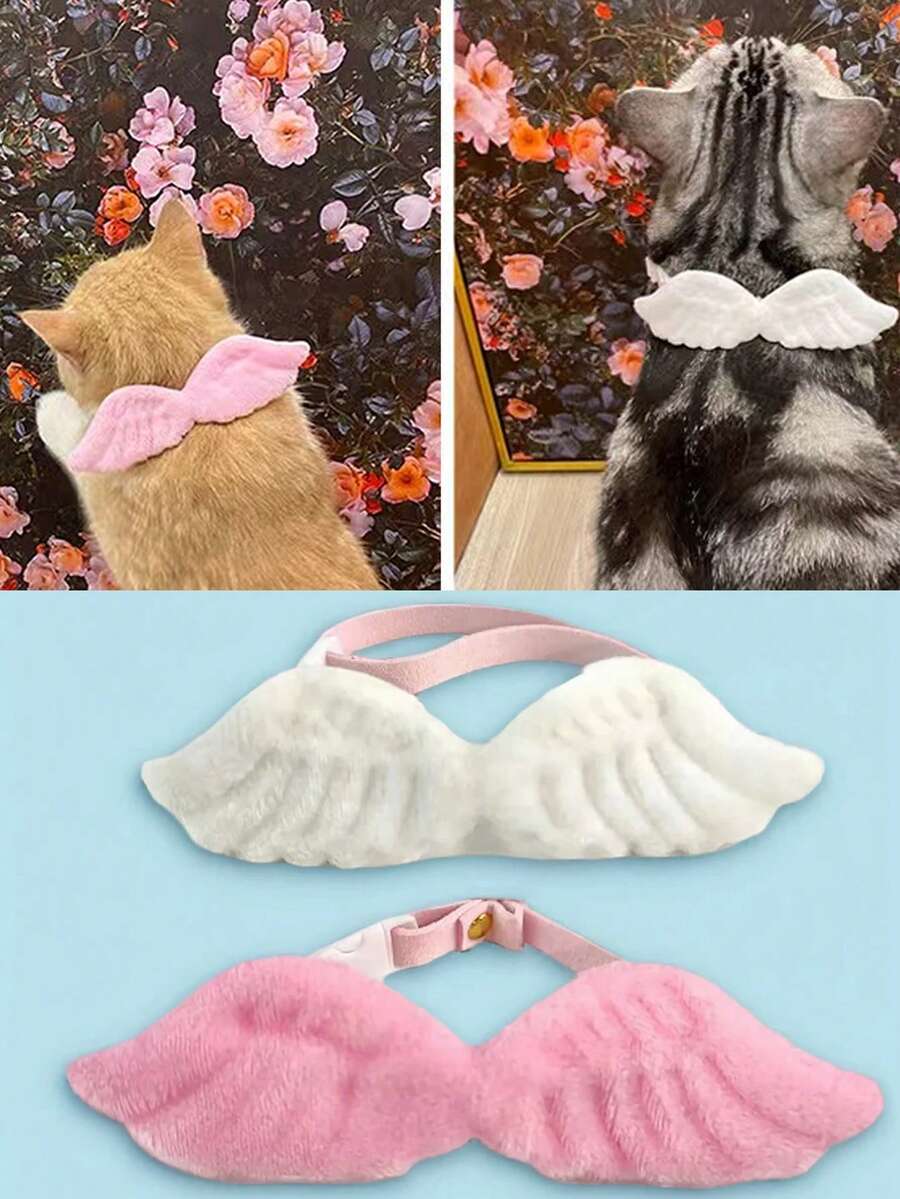 1pc "Angel Wings" Adjustable Cat Collar With Bow Tie Suitable For Pet Supplies, Pet Accessories, Pet Bow Ties, And Everyday Cat Outfits.Cat Accessories, Cat Collar, Cat Bow Tie, Cat Collar, Pink Bowtie